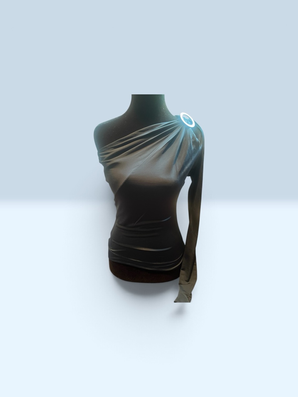 Just Cavalli One-Shoulder Long Sleeve Top in Blue